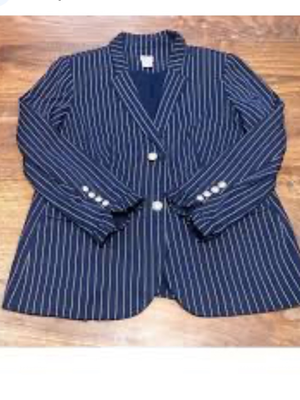 Chico's Navy Pinstripe Blazer Jacket